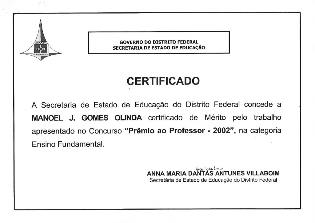 Prêmio ao Professor 2002 SEDF