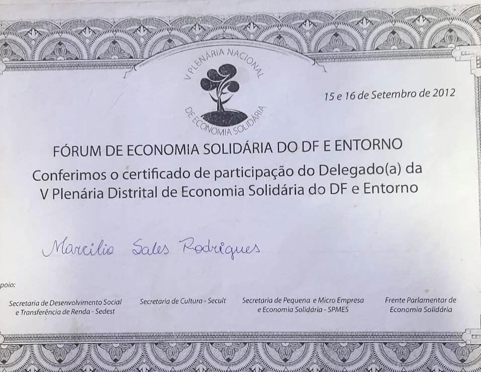 Marcílio Sales e cooperativas populares do DF