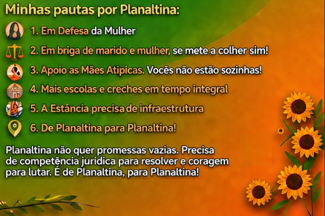 Card Oficial com as 6 Pautas Prioritárias para Planaltina e Eixo Norte