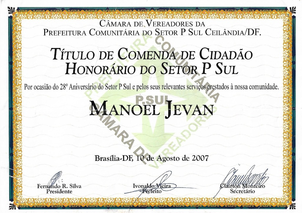 Comenda Cidadão Honorário P Sul 2007